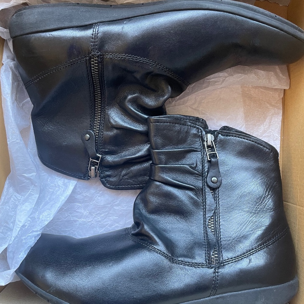 Josef Seibel Faye/Naly Black Leather Ankle Boots w/Zippers, Women's EU 40/ US 9 - Picture 9 of 16